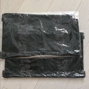 NWT Frontgate Green Velvet Embroidered Lumbar Pillow Covers - set of 2